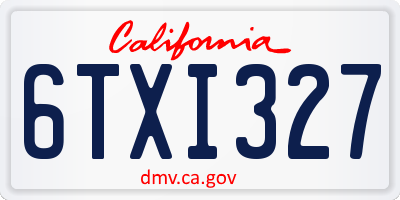 CA license plate 6TXI327