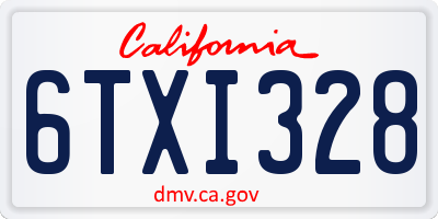 CA license plate 6TXI328