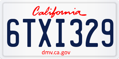 CA license plate 6TXI329