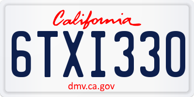 CA license plate 6TXI330
