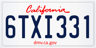 CA license plate 6TXI331