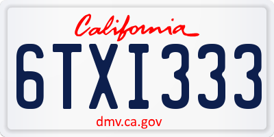 CA license plate 6TXI333