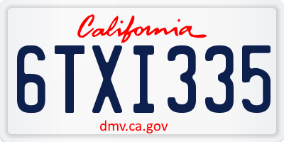 CA license plate 6TXI335