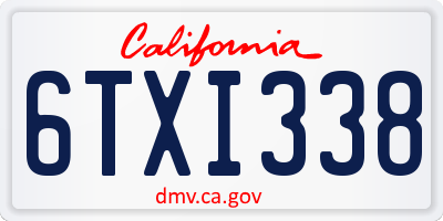 CA license plate 6TXI338