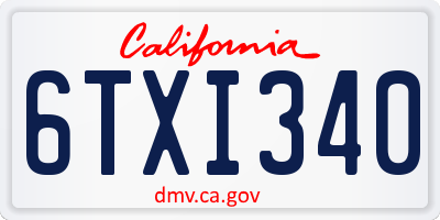 CA license plate 6TXI340