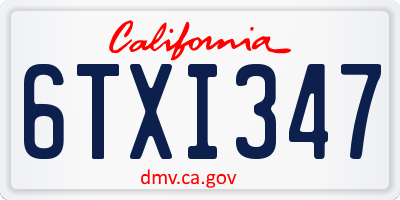 CA license plate 6TXI347