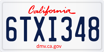 CA license plate 6TXI348