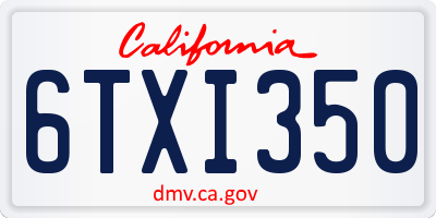 CA license plate 6TXI350