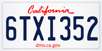 CA license plate 6TXI352