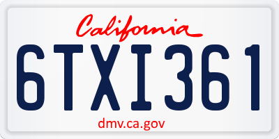 CA license plate 6TXI361