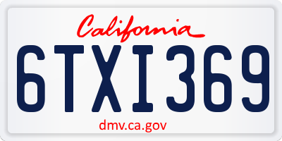 CA license plate 6TXI369