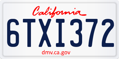 CA license plate 6TXI372