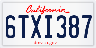 CA license plate 6TXI387