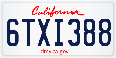 CA license plate 6TXI388