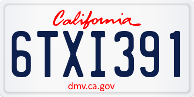 CA license plate 6TXI391