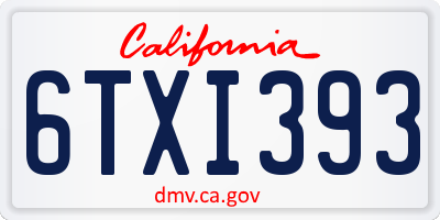 CA license plate 6TXI393