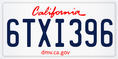 CA license plate 6TXI396
