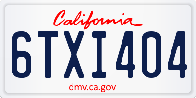 CA license plate 6TXI404