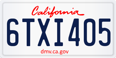CA license plate 6TXI405