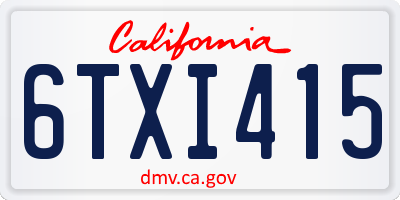 CA license plate 6TXI415