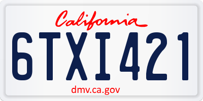 CA license plate 6TXI421