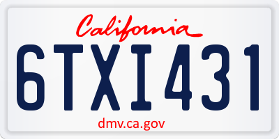 CA license plate 6TXI431
