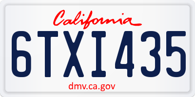 CA license plate 6TXI435