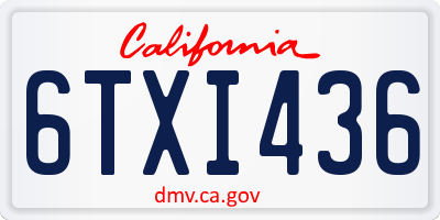 CA license plate 6TXI436