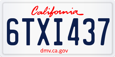 CA license plate 6TXI437