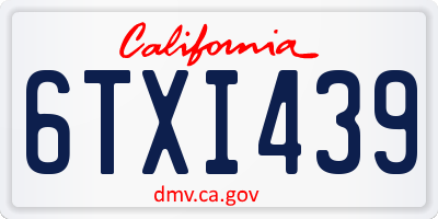 CA license plate 6TXI439
