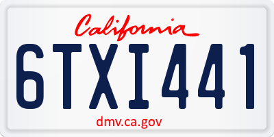 CA license plate 6TXI441
