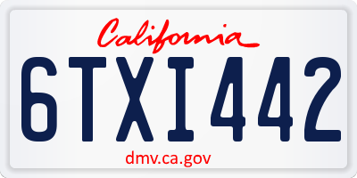 CA license plate 6TXI442