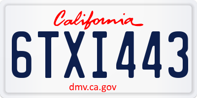 CA license plate 6TXI443