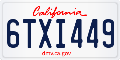 CA license plate 6TXI449