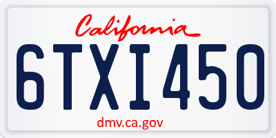 CA license plate 6TXI450