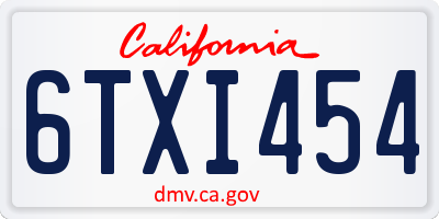 CA license plate 6TXI454