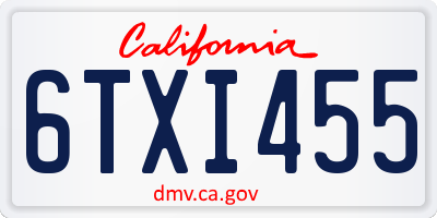 CA license plate 6TXI455