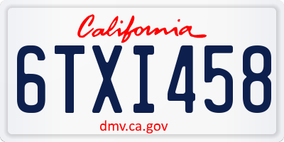 CA license plate 6TXI458
