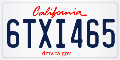 CA license plate 6TXI465