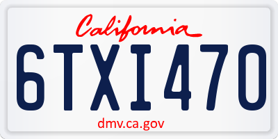 CA license plate 6TXI470