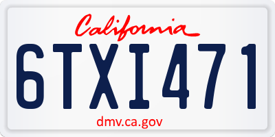 CA license plate 6TXI471