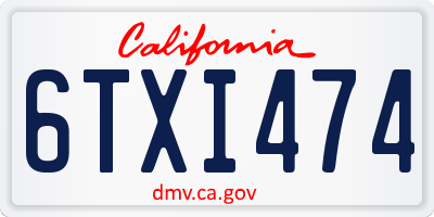 CA license plate 6TXI474