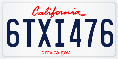 CA license plate 6TXI476