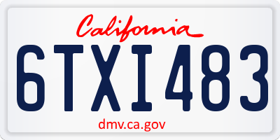 CA license plate 6TXI483
