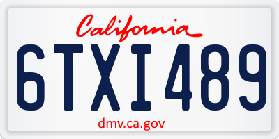 CA license plate 6TXI489