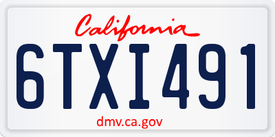 CA license plate 6TXI491