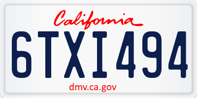 CA license plate 6TXI494