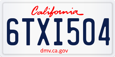 CA license plate 6TXI504