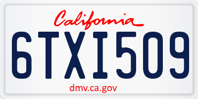 CA license plate 6TXI509