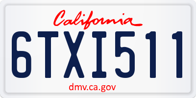 CA license plate 6TXI511
